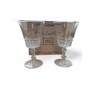 VTG W.M. Dalton 24% French Lead Crystal Goblets Set Of 2 Finely Blown Unit No 1